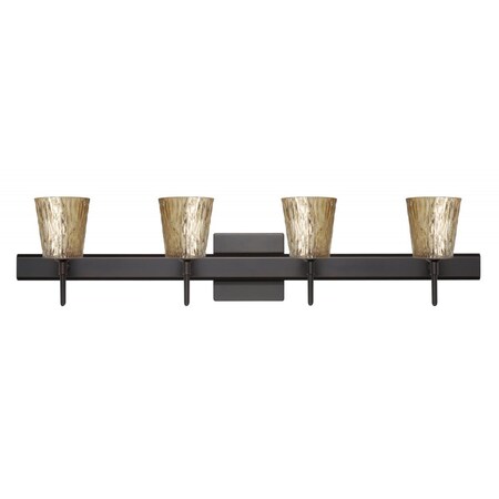 Besa Lighting Besa Wall With SQ Canopy Nico 4 Bronze Stone Gold Foil 4x40W G9 4SW-5125GF-BR-SQ